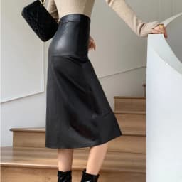 2025 New Genuine Leather Skirt for Women Vegetable Tanned Sheepskin Wrap Long Faldas Mujer Mid Length Front Slit Mid-Calf