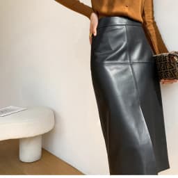 2025 New Genuine Leather Skirt for Women Vegetable Tanned Sheepskin Wrap Long Faldas Mujer Mid Length Front Slit Mid-Calf