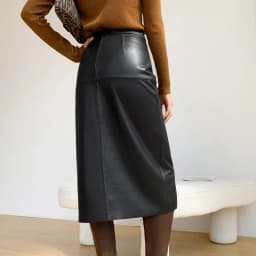 2025 New Genuine Leather Skirt for Women Vegetable Tanned Sheepskin Wrap Long Faldas Mujer Mid Length Front Slit Mid-Calf