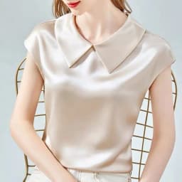 Camisas De Mujer Elegant Ice Silk Shirt Plus Size Artificial Silk Tops Acetate Satin Blouse Doll Collar White Girlish Blouse