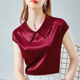 Camisas De Mujer Elegant Ice Silk Shirt Plus Size Artificial Silk Tops Acetate Satin Blouse Doll Collar White Girlish Blouse