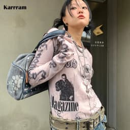 Karrram Y2k Aesthetics T-shirt Grunge Fairycore Harajuku Tshirt Japanese Cartoon Print Tee Shirts Korean Fashion Tops E-girl 00s