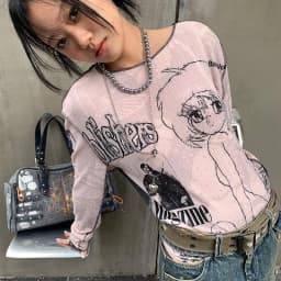 Karrram Y2k Aesthetics T-shirt Grunge Fairycore Harajuku Tshirt Japanese Cartoon Print Tee Shirts Korean Fashion Tops E-girl 00s