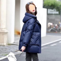 2024 New Women Jacket Winter Parkas Long Coat Fur Collar Hooded Glossy Overcoat Female Cotton Padded Parka Waterproof Outwear