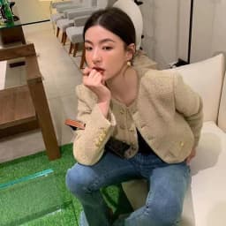 Lucyever Vintage Women's Tweed Jackets Elegant Chic Double-Breasted with Pocket Jacket Ladies Korean Fashion O-Neck Short Coat