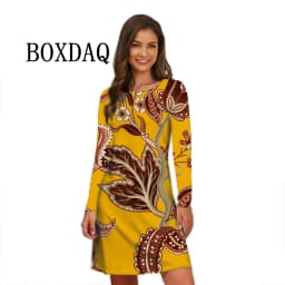 Flower Power Women Dress Retro Hippie 60s Elegant Long Sleeve Loose Dress Casual Fashion Oversized Autumn Woman Print Mini Dress