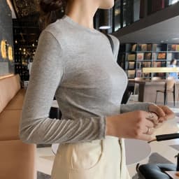 Modal Cotton Round Neck Bottoming Shirt for Women Autumn and Winter Black Long-sleeved T-shirt Women's T-shirt Women Clothing