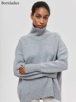 Bornladies Men's Pullover Sweater Autumn Winter Thick Warm Pullover Tops Oversized Casual Loose Knitted Jumper Female Pull