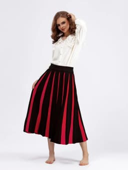 Autumn Winter Women's Skirts Elegant Fashion Knitted A-LINE Skirt Office Lady Black White Long Skirts for Women Fashion 2025