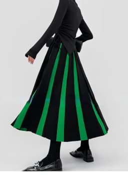 Autumn Winter Women's Skirts Elegant Fashion Knitted A-LINE Skirt Office Lady Black White Long Skirts for Women Fashion 2025