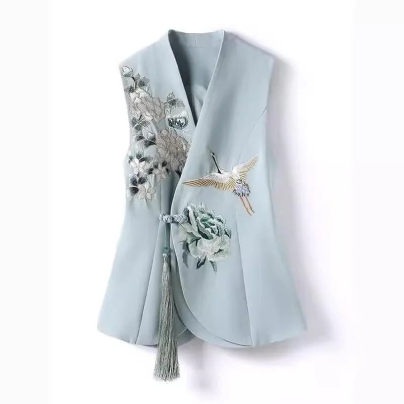 Temperament National Wind Vest Female Spring New Product 2026 Heavy Industry Phoenix Embroidery Chinese-Style Waistcoat Female