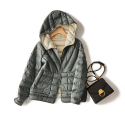 Schinteon Women light White Duck Down Jacket Coat with Hood Double-sided Wearing Casual Simple High Quality Outwear 2023 New