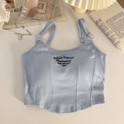 Women Crop Top Summer Y2K Lrregular Hem Slim Tank Tops Casual Sexy Female White Streetwear Letter Tank Tops With Pad Woman