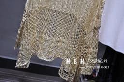 Spring 2023 new hollow sequined blouse mid-length knitted sweater loose large size gold thread bright silk sunscreen shirt