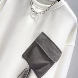 Fashion Design Pullovers Women Niche Pocket O-neck Tops Casual Loose Long Sleeve T Shirt Korean Style Pullover Spring Autumn Top
