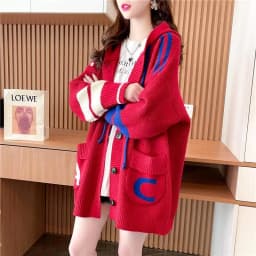 Lazy Style Hooded Sweater Cardigan Women's Mid Length Korean Version 2023 New Loose Knit Jacket Winter Clothes Women Sweater