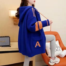 Lazy Style Hooded Sweater Cardigan Women's Mid Length Korean Version 2023 New Loose Knit Jacket Winter Clothes Women Sweater