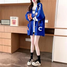 Lazy Style Hooded Sweater Cardigan Women's Mid Length Korean Version 2023 New Loose Knit Jacket Winter Clothes Women Sweater
