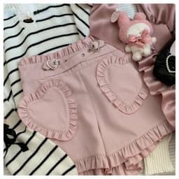 Japanese Sweet Lolita Shorts Women's Gothic Love Ruffles Pocket High Waist Short Pants Cute Girls Harajuku Black Pink Y2k Shorts