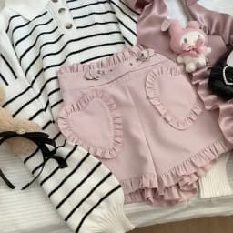 Japanese Sweet Lolita Shorts Women's Gothic Love Ruffles Pocket High Waist Short Pants Cute Girls Harajuku Black Pink Y2k Shorts