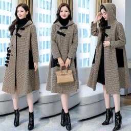 New Autumn Winter Woolen Jacket Female Outerwear Korean Fashion Loose Cape Coat Women's Overcoat Mid-Llength Tweed Casual Tops
