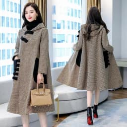 New Autumn Winter Woolen Jacket Female Outerwear Korean Fashion Loose Cape Coat Women's Overcoat Mid-Llength Tweed Casual Tops