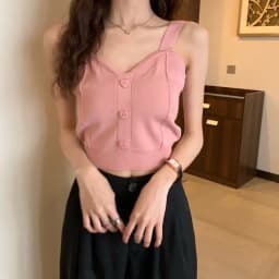Tank Top Spaghetti Strap Women Summer Fashion 2026 Y2K Cute Korean Knitted Button Tight Casual Vest Crop Top Purple Camis Female