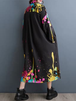 Amax luluE 2025 Autumn Luxury Streetwear Womens Fashion Loose Printed Design Dresses Ladies Casual Vintage Classic Long Vestidos