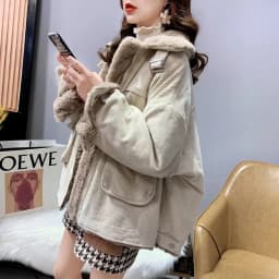 Women's Fleece Lining Zipper Lambswool Cotton Coat Autumn Winter Jacket Women Corduroy Parkas Loose Thicken Warm Short Coat C365