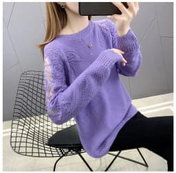 Hollow Out Knit Woman Sweater Spring Autumn New Lace Long Sleeve Pullovers Bottoming Womens Clothing O-neck Pull Femme Tops