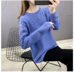 Hollow Out Knit Woman Sweater Spring Autumn New Lace Long Sleeve Pullovers Bottoming Womens Clothing O-neck Pull Femme Tops