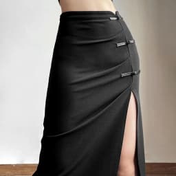 Y2K Black Sexy Split midi Skirts summer Casual Korean Slim a line skirts Gothic high waist streetwear All Match skirts
