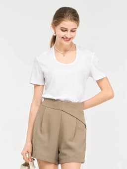SuyaDream, Women Solid T Shirts, Silk Cotton Blend, Square Collar, Short Sleeved Tee, 2025 Summer Candy Colors Basic Cozy Top