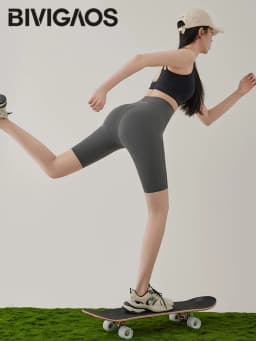 BIVIGAOS Summer High Waist Tight-Fitting Butt Lifter Shark Cycling Shorts Women Knee-Length Sports Fitness Biker Shorts Leggings