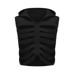 Edhomenn Fashion Vest for Adult Sleeveless Hooded Vest Hollowed Skeleton Gilet Hoodie 2023 Y2k Tops Streetwear