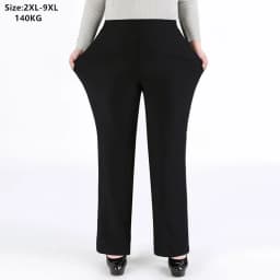 Woman Elegant Pants 140KG 5XL 7XL 8XL 9XL Plus Size Lady Straight Business Trousers Black Girl Stretched Office Formal Clothing