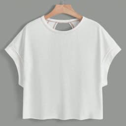 Women's Aesthetic Sexy White Short Sleeve Backless Solid Color T-shirt Streetwear Crop Tops Y2k Round Neck Clothes 2024 Tees Top