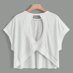 Women's Aesthetic Sexy White Short Sleeve Backless Solid Color T-shirt Streetwear Crop Tops Y2k Round Neck Clothes 2024 Tees Top