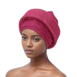 Glitter Fabric Turban Cap for Women African Pleated Head Wraps Nigeria Party Wedding Gele Lady Headscarf Bonnet