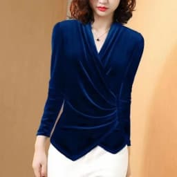Women Blouse 2026 Autumn Gold Velvet Shirt Female Design, French Elegant Long-sleeved Retro Gold Velvet Jacket Female Blouses