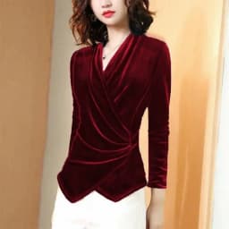 Women Blouse 2026 Autumn Gold Velvet Shirt Female Design, French Elegant Long-sleeved Retro Gold Velvet Jacket Female Blouses