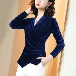 Women Blouse 2026 Autumn Gold Velvet Shirt Female Design, French Elegant Long-sleeved Retro Gold Velvet Jacket Female Blouses