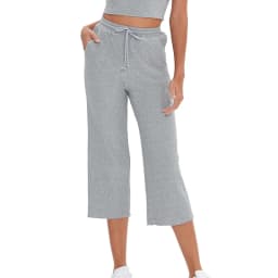 Knitted 94% Cotton Women's Pants Casual Loose Elastic High Waist Wide Leg Trousers With Pockets Sweatpants Pantalones De Mujer