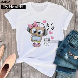 Simple Fashion Owl Youth Summer T-shirt Men's and Women's Short Sleeve Fashion Short Sleeve T-shirt Oversized T Shirt Tops Tee