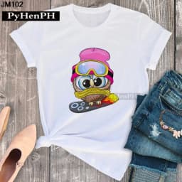 Simple Fashion Owl Youth Summer T-shirt Men's and Women's Short Sleeve Fashion Short Sleeve T-shirt Oversized T Shirt Tops Tee