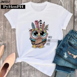 Simple Fashion Owl Youth Summer T-shirt Men's and Women's Short Sleeve Fashion Short Sleeve T-shirt Oversized T Shirt Tops Tee