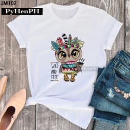 Simple Fashion Owl Youth Summer T-shirt Men's and Women's Short Sleeve Fashion Short Sleeve T-shirt Oversized T Shirt Tops Tee