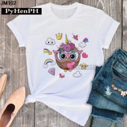 Simple Fashion Owl Youth Summer T-shirt Men's and Women's Short Sleeve Fashion Short Sleeve T-shirt Oversized T Shirt Tops Tee