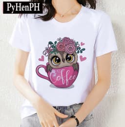 Simple Fashion Owl Youth Summer T-shirt Men's and Women's Short Sleeve Fashion Short Sleeve T-shirt Oversized T Shirt Tops Tee