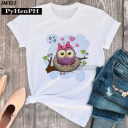 Simple Fashion Owl Youth Summer T-shirt Men's and Women's Short Sleeve Fashion Short Sleeve T-shirt Oversized T Shirt Tops Tee